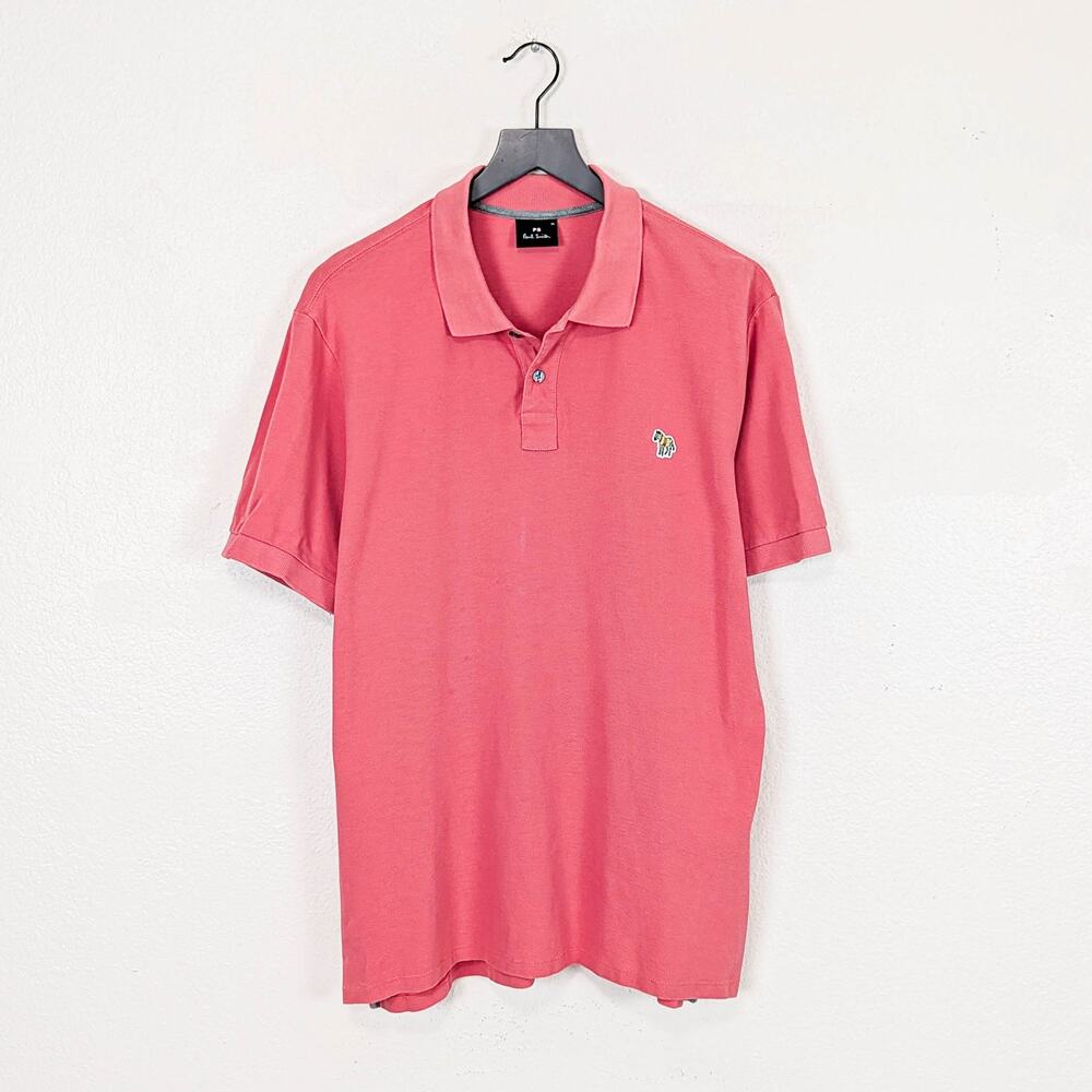 Paul Smith PS Men's Pink Polo Shirt Zebra logo size XL